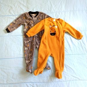 Baby unisex footed one-piece zebra